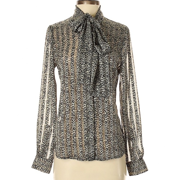 Pink Tartan Tops - Pink Tartan Long Sleeve Tie Neck Blouse